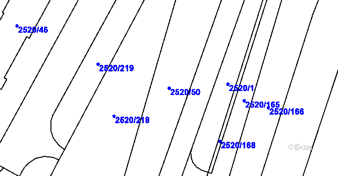 Parcela st. 2520/50 v KÚ Mohelnice, Katastrální mapa