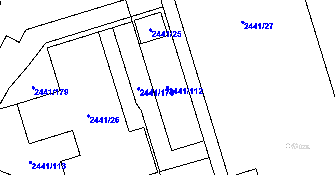 Parcela st. 2441/112 v KÚ Mohelnice, Katastrální mapa