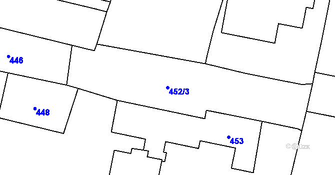 Parcela st. 452/3 v KÚ Mohelnice, Katastrální mapa