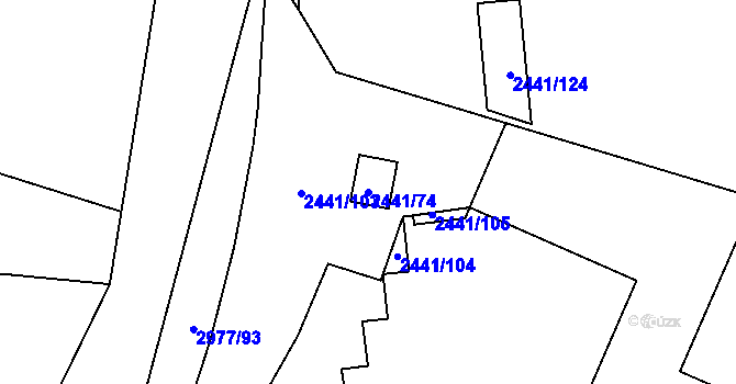 Parcela st. 2441/74 v KÚ Mohelnice, Katastrální mapa