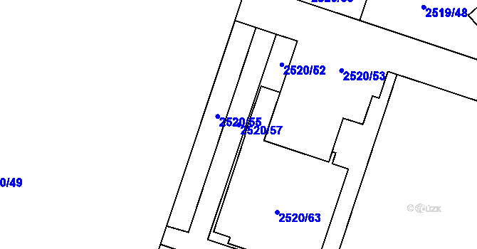 Parcela st. 2520/57 v KÚ Mohelnice, Katastrální mapa