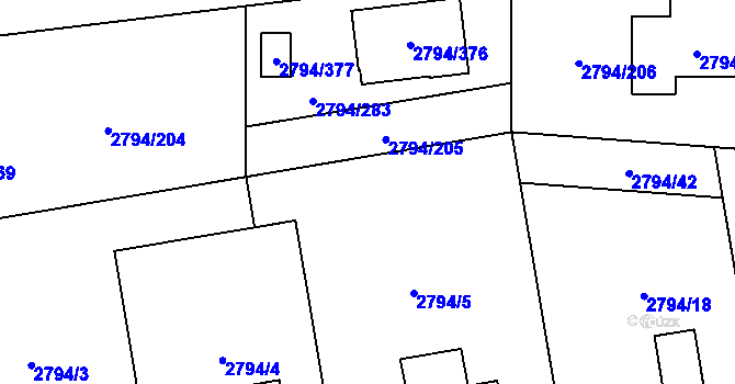 Parcela st. 2794/33 v KÚ Mohelnice, Katastrální mapa