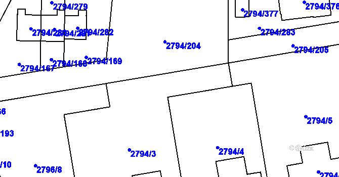 Parcela st. 2794/34 v KÚ Mohelnice, Katastrální mapa