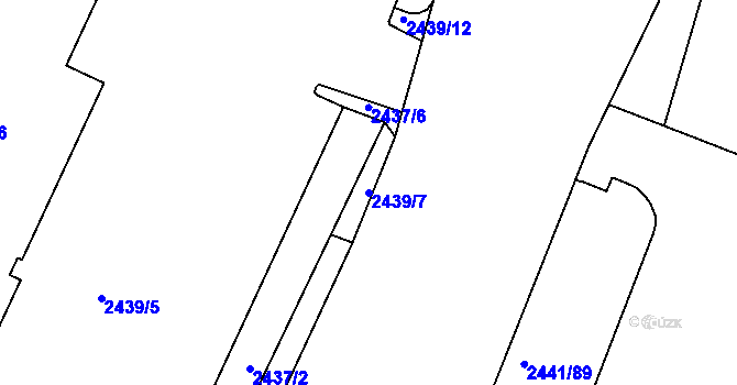 Parcela st. 2439/7 v KÚ Mohelnice, Katastrální mapa