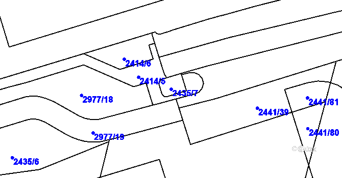 Parcela st. 2435/7 v KÚ Mohelnice, Katastrální mapa