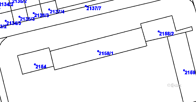 Parcela st. 2158/1 v KÚ Mohelnice, Katastrální mapa