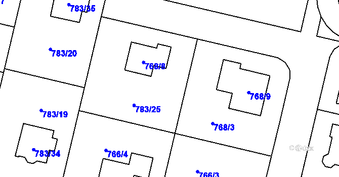 Parcela st. 768/5 v KÚ Mohelnice, Katastrální mapa