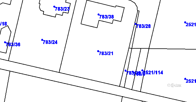 Parcela st. 783/21 v KÚ Mohelnice, Katastrální mapa