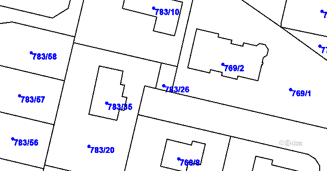 Parcela st. 783/26 v KÚ Mohelnice, Katastrální mapa