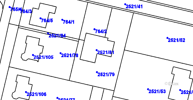 Parcela st. 2521/81 v KÚ Mohelnice, Katastrální mapa