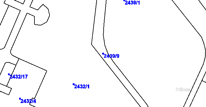 Parcela st. 2439/9 v KÚ Mohelnice, Katastrální mapa