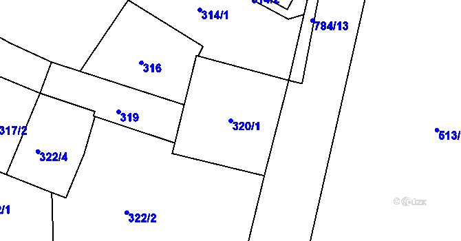 Parcela st. 320/1 v KÚ Mohelnice, Katastrální mapa