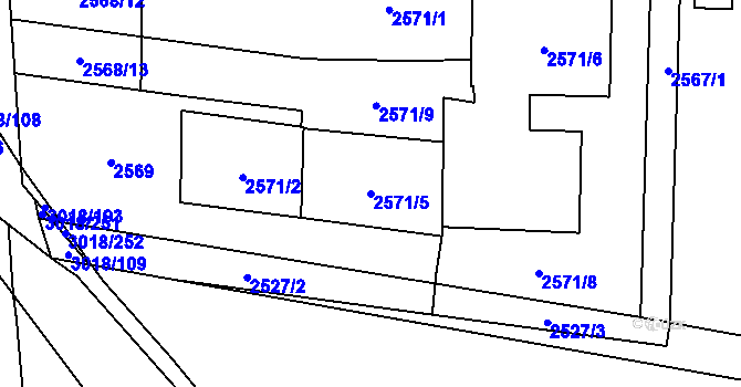 Parcela st. 2571/5 v KÚ Mohelnice, Katastrální mapa