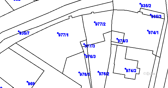 Parcela st. 977/3 v KÚ Mohelnice, Katastrální mapa