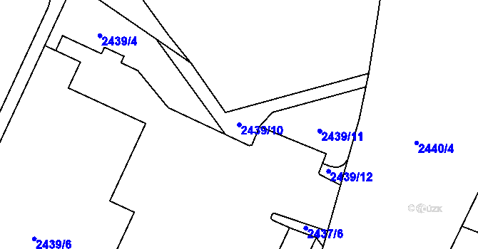 Parcela st. 2439/10 v KÚ Mohelnice, Katastrální mapa