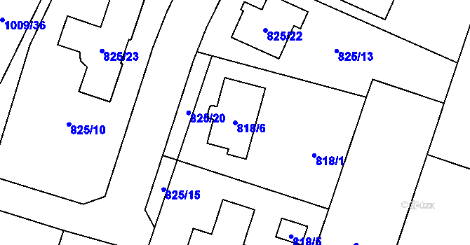 Parcela st. 818/6 v KÚ Mohelnice, Katastrální mapa