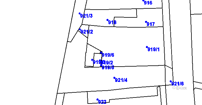 Parcela st. 919/6 v KÚ Mohelnice, Katastrální mapa