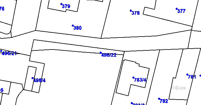 Parcela st. 496/22 v KÚ Mohelnice, Katastrální mapa