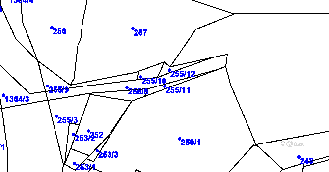 Parcela st. 255/11 v KÚ Mohelnice, Katastrální mapa