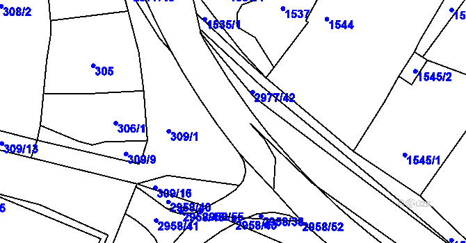 Parcela st. 309/17 v KÚ Mohelnice, Katastrální mapa