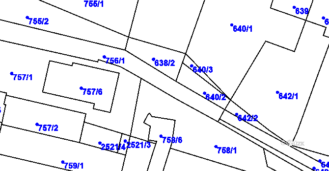 Parcela st. 756/2 v KÚ Mohelnice, Katastrální mapa
