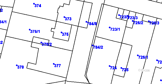 Parcela st. 784/7 v KÚ Mohelnice, Katastrální mapa
