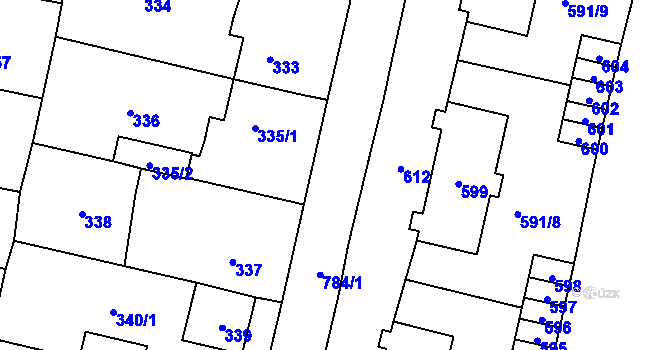 Parcela st. 784/10 v KÚ Mohelnice, Katastrální mapa
