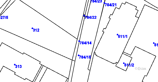 Parcela st. 784/14 v KÚ Mohelnice, Katastrální mapa