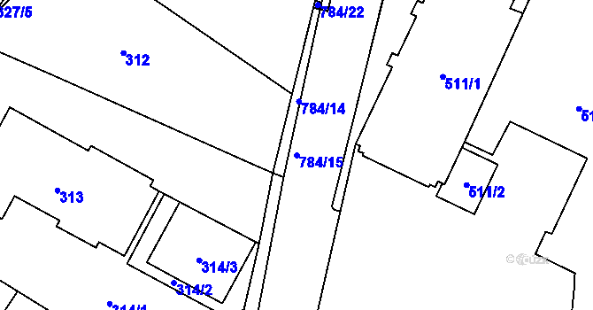 Parcela st. 784/15 v KÚ Mohelnice, Katastrální mapa