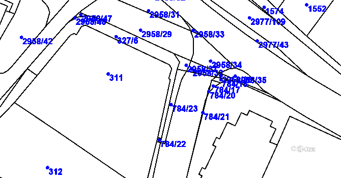 Parcela st. 784/16 v KÚ Mohelnice, Katastrální mapa