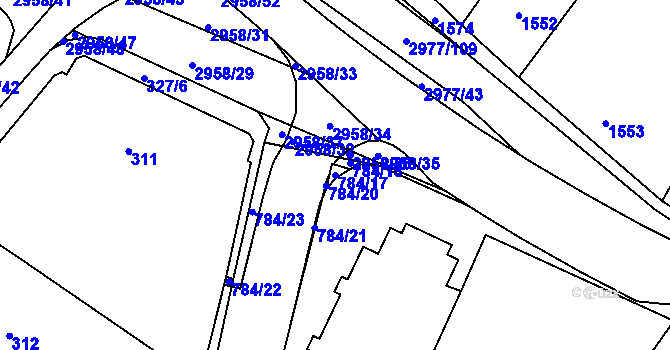 Parcela st. 784/17 v KÚ Mohelnice, Katastrální mapa