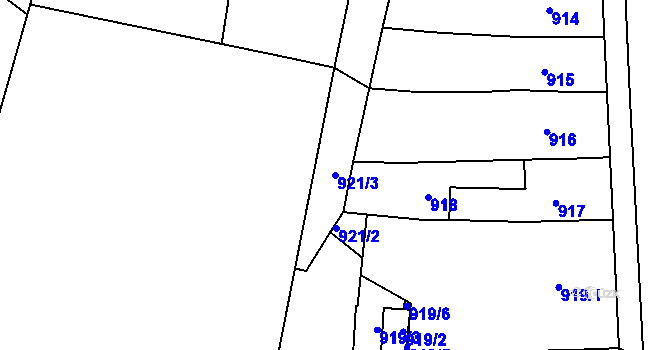 Parcela st. 921/3 v KÚ Mohelnice, Katastrální mapa