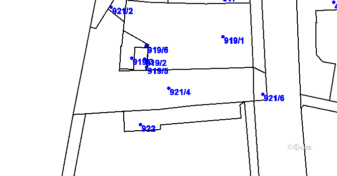 Parcela st. 921/4 v KÚ Mohelnice, Katastrální mapa