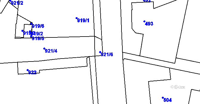 Parcela st. 921/6 v KÚ Mohelnice, Katastrální mapa