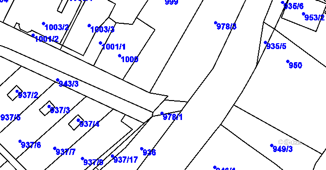Parcela st. 978/2 v KÚ Mohelnice, Katastrální mapa