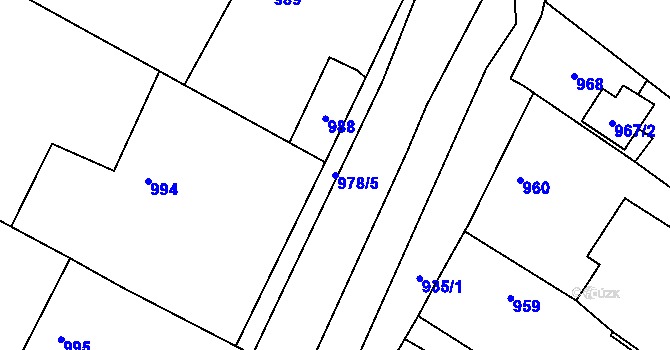 Parcela st. 978/5 v KÚ Mohelnice, Katastrální mapa