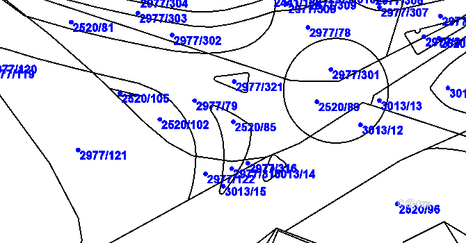 Parcela st. 2520/85 v KÚ Mohelnice, Katastrální mapa