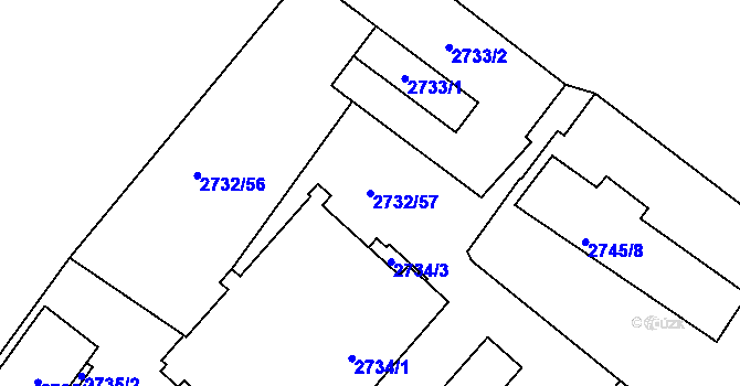 Parcela st. 2732/57 v KÚ Mohelnice, Katastrální mapa
