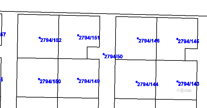 Parcela st. 2794/50 v KÚ Mohelnice, Katastrální mapa