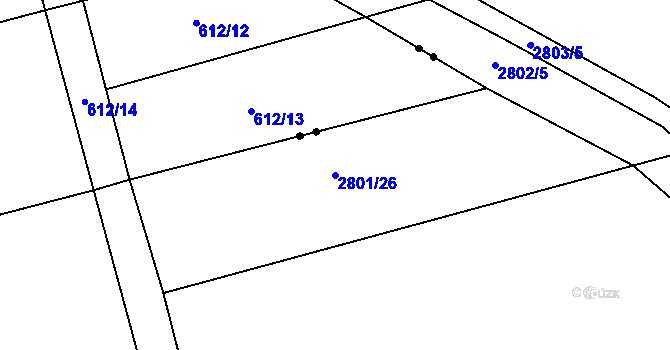 Parcela st. 2801/26 v KÚ Mohelnice, Katastrální mapa