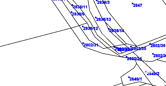 Parcela st. 2802/31 v KÚ Mohelnice, Katastrální mapa