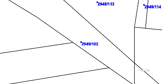 Parcela st. 2949/102 v KÚ Mohelnice, Katastrální mapa