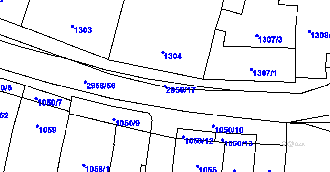 Parcela st. 2958/17 v KÚ Mohelnice, Katastrální mapa