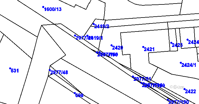 Parcela st. 2977/50 v KÚ Mohelnice, Katastrální mapa