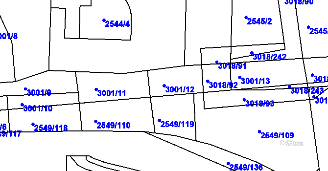 Parcela st. 3001/12 v KÚ Mohelnice, Katastrální mapa