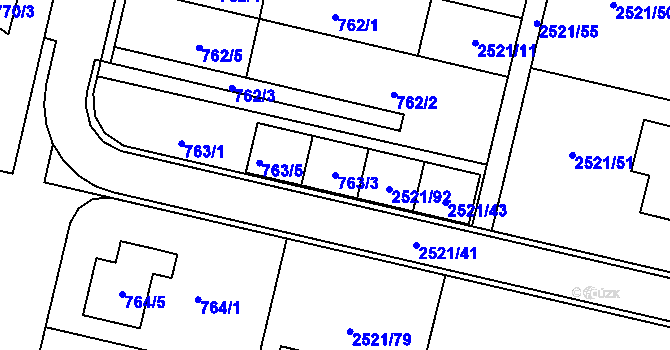 Parcela st. 763/3 v KÚ Mohelnice, Katastrální mapa