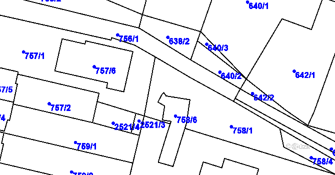 Parcela st. 758/5 v KÚ Mohelnice, Katastrální mapa
