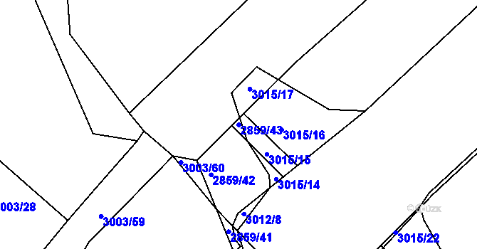 Parcela st. 2859/43 v KÚ Mohelnice, Katastrální mapa