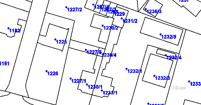 Parcela st. 1230/4 v KÚ Mohelnice, Katastrální mapa