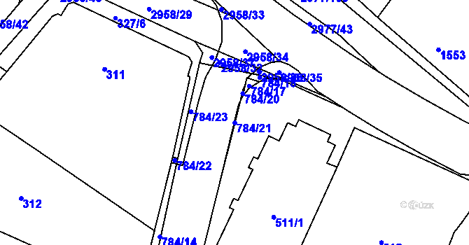 Parcela st. 784/21 v KÚ Mohelnice, Katastrální mapa